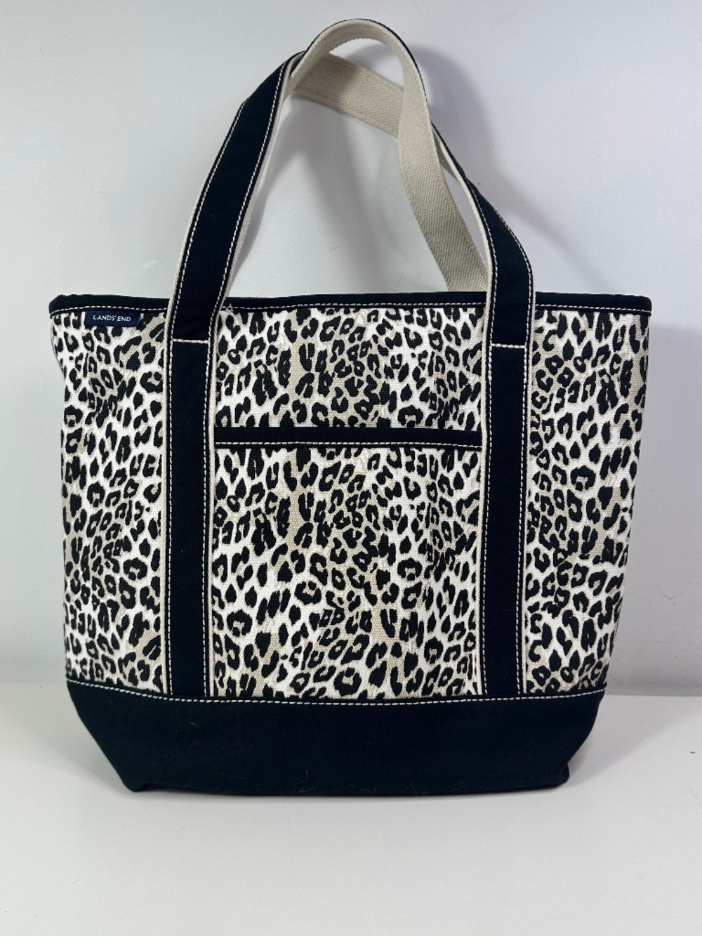 Lands’ End Canvas Zip Tote Bag Cheetah Print